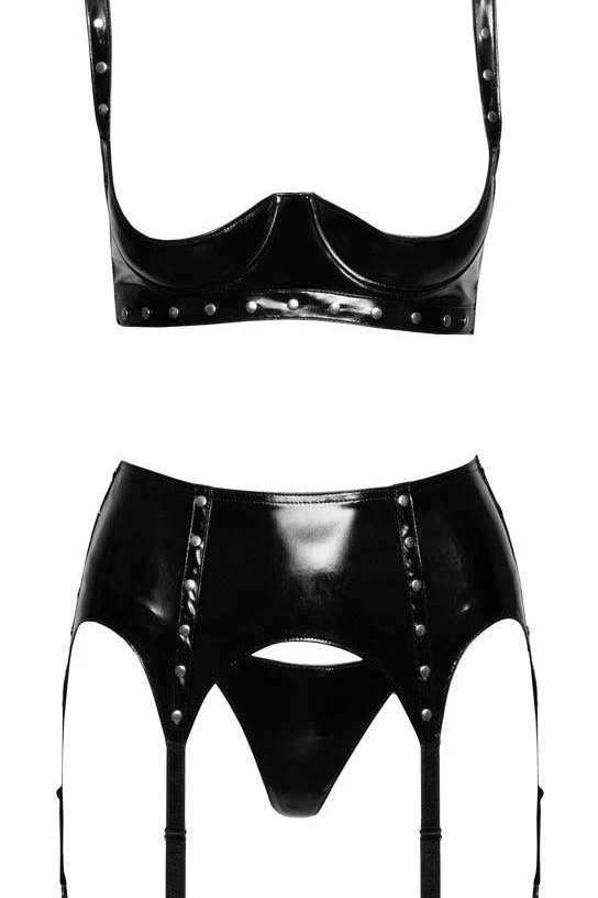 Black Vinyl Suspender Set - Image 5