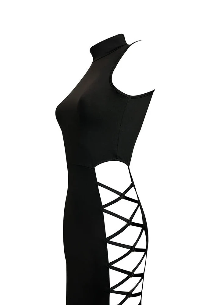 Elegant Black Sleeveless Bandage Dress - Image 14