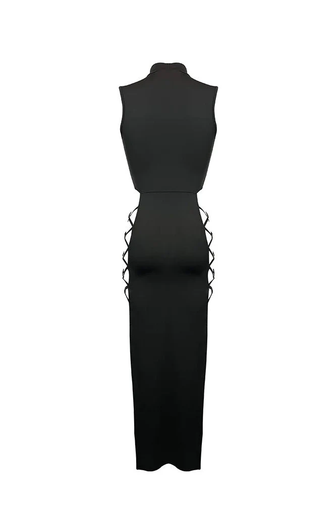 Elegant Black Sleeveless Bandage Dress - Image 15