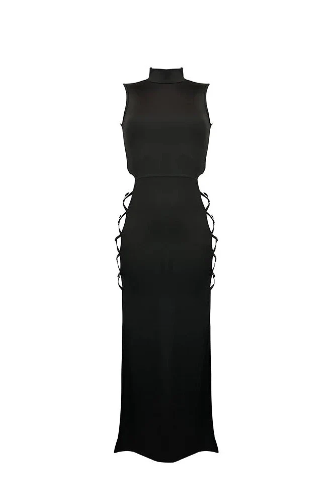 Elegant Black Sleeveless Bandage Dress - Image 16