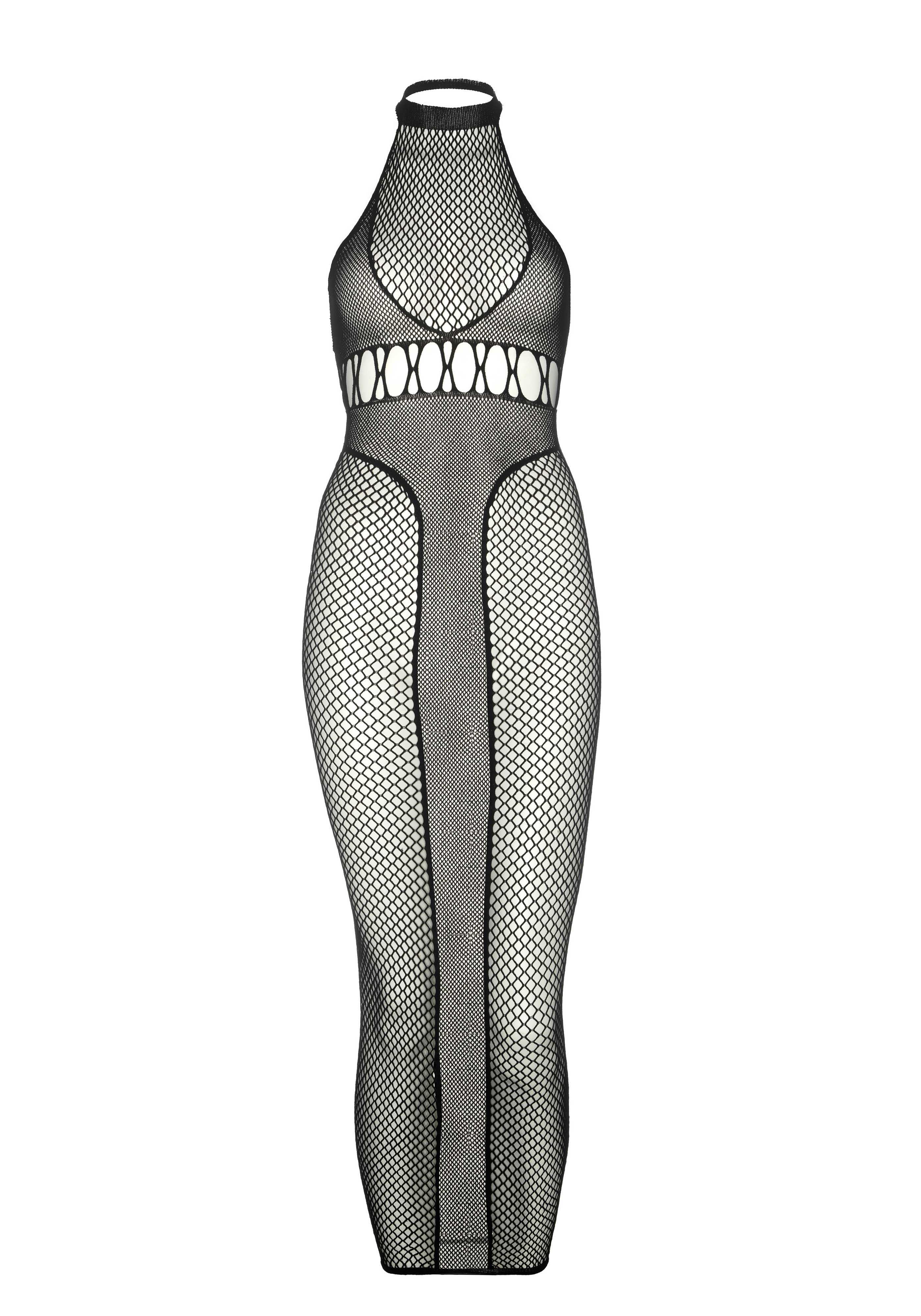 Halter Dual Net Backless Dress - Image 9