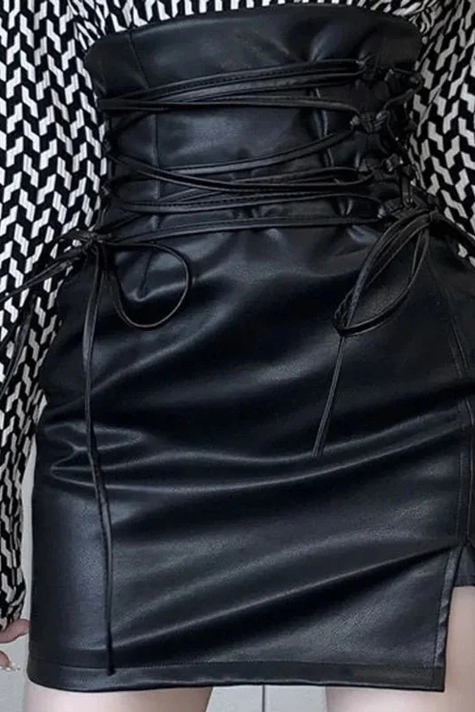 High Waist Lace Up Skirt - Image 4