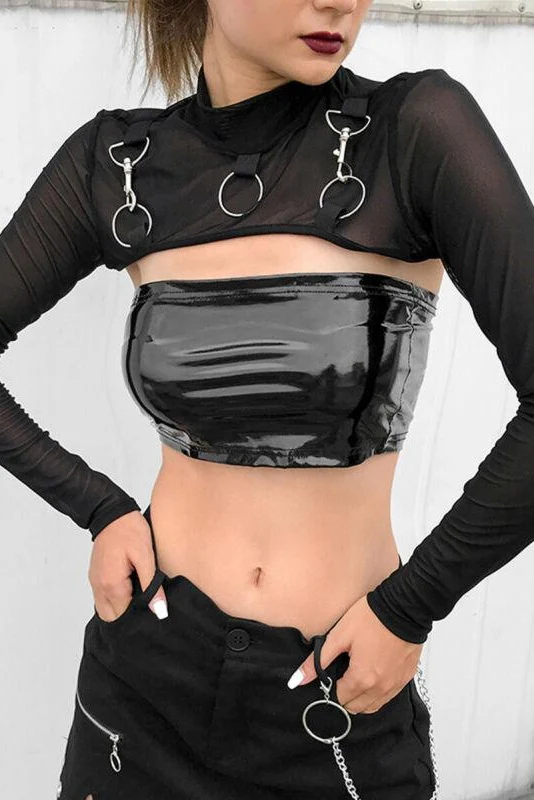 Mesh See Through Short Crop Tops - Image 7