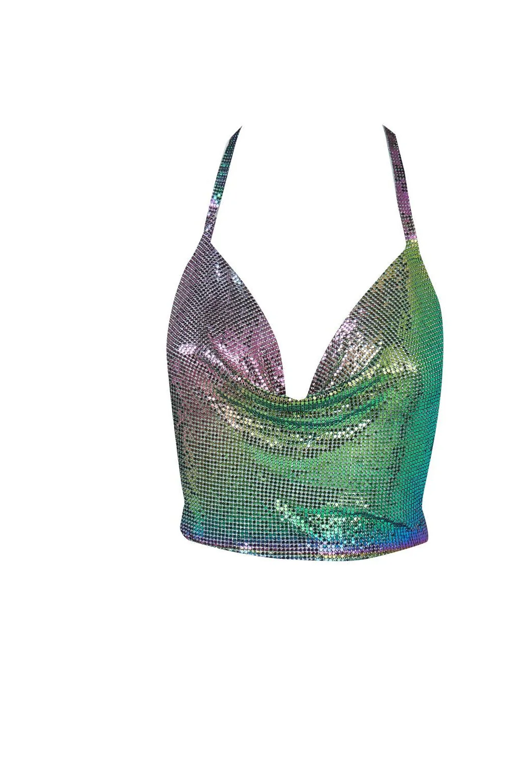 Metallic Draped Halter Top Mystical Black - Image 3