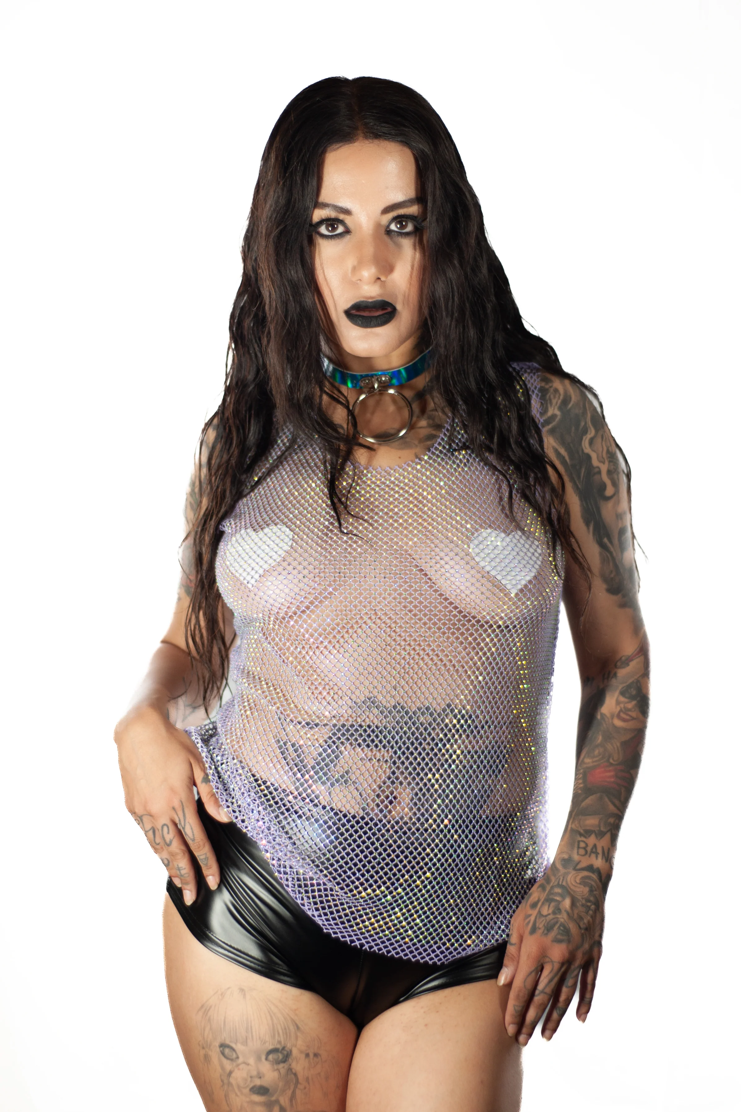 Shiny Hollow Out Shirt - Image 4