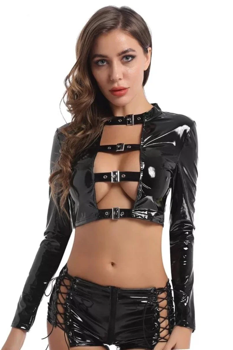Wetlook Buckle Lingerie Set - Image 11