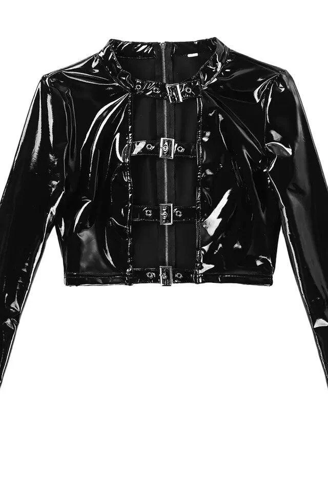 Wetlook Buckle Lingerie Set - Image 8